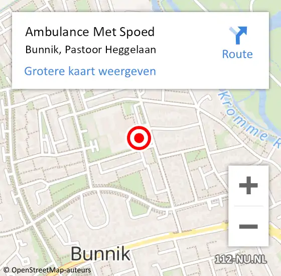 Locatie op kaart van de 112 melding: Ambulance Met Spoed Naar Bunnik, Pastoor Heggelaan op 4 juli 2018 09:56