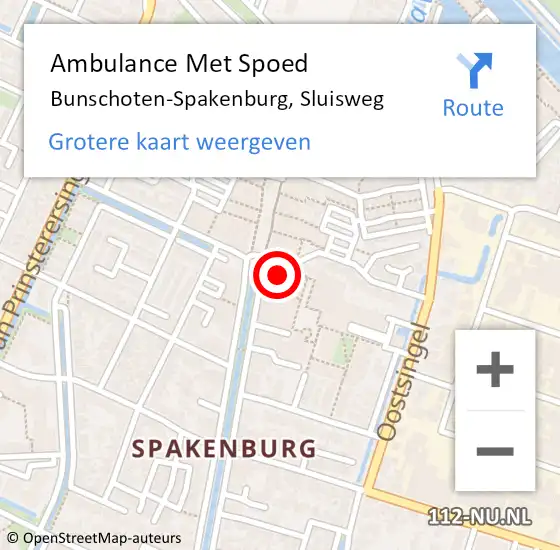 Locatie op kaart van de 112 melding: Ambulance Met Spoed Naar Bunschoten-Spakenburg, Sluisweg op 4 juli 2018 10:19