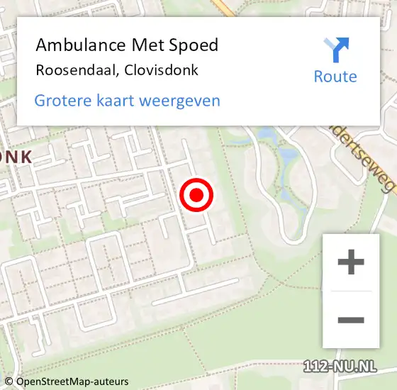 Locatie op kaart van de 112 melding: Ambulance Met Spoed Naar Roosendaal, Clovisdonk op 4 juli 2018 10:19