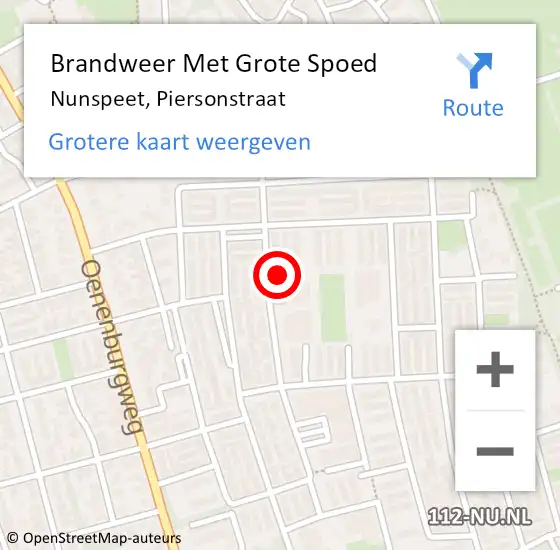 Locatie op kaart van de 112 melding: Brandweer Met Grote Spoed Naar Nunspeet, Piersonstraat op 4 juli 2018 11:00