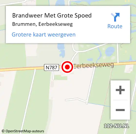 Locatie op kaart van de 112 melding: Brandweer Met Grote Spoed Naar Brummen, Eerbeekseweg op 4 juli 2018 11:48