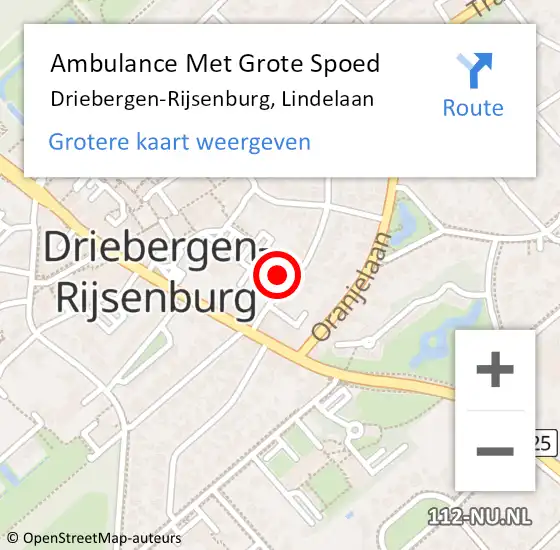 Locatie op kaart van de 112 melding: Ambulance Met Grote Spoed Naar Driebergen-Rijsenburg, Lindelaan op 4 juli 2018 12:22