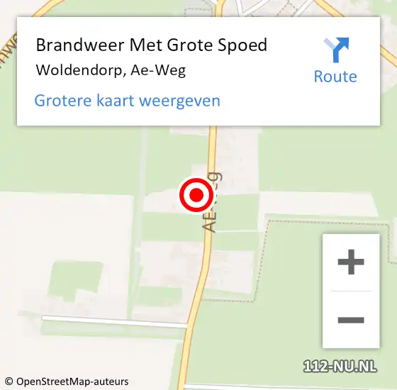 Locatie op kaart van de 112 melding: Brandweer Met Grote Spoed Naar Woldendorp, Ae-Weg op 24 september 2013 05:03