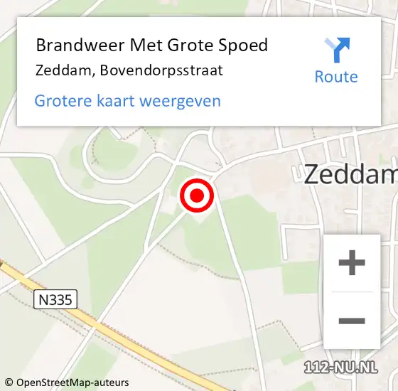 Locatie op kaart van de 112 melding: Brandweer Met Grote Spoed Naar Zeddam, Bovendorpsstraat op 4 juli 2018 12:46