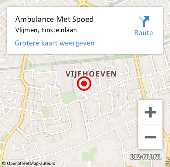 Locatie op kaart van de 112 melding: Ambulance Met Spoed Naar Vlijmen, Einsteinlaan op 4 juli 2018 13:05