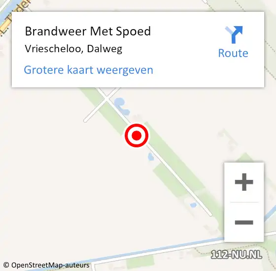 Locatie op kaart van de 112 melding: Brandweer Met Spoed Naar Vriescheloo, Dalweg op 4 juli 2018 13:06