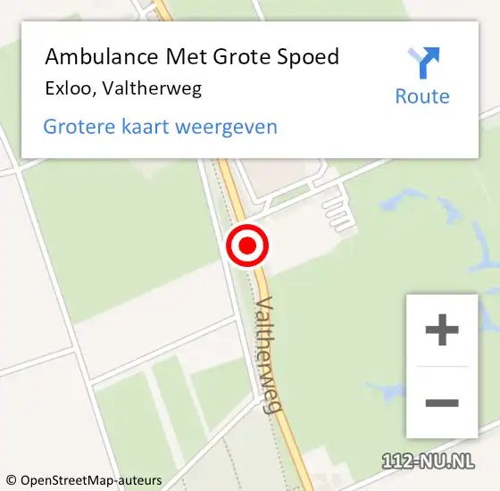 Locatie op kaart van de 112 melding: Ambulance Met Grote Spoed Naar Exloo, Valtherweg op 4 juli 2018 13:13