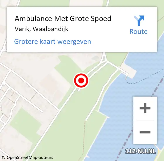 Locatie op kaart van de 112 melding: Ambulance Met Grote Spoed Naar Varik, Waalbandijk op 4 juli 2018 13:32