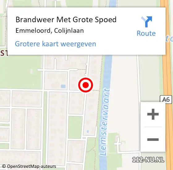 Locatie op kaart van de 112 melding: Brandweer Met Grote Spoed Naar Emmeloord, Colijnlaan op 4 juli 2018 13:33