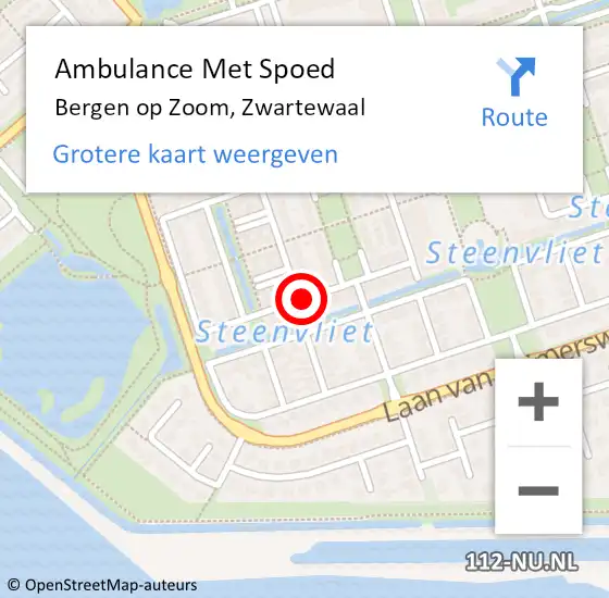 Locatie op kaart van de 112 melding: Ambulance Met Spoed Naar Bergen op Zoom, Zwartewaal op 4 juli 2018 13:36