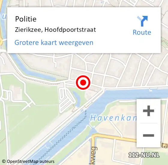 Locatie op kaart van de 112 melding: Politie Zierikzee, Hoofdpoortstraat op 4 juli 2018 13:58