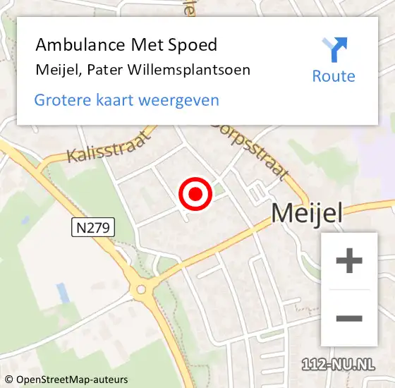 Locatie op kaart van de 112 melding: Ambulance Met Spoed Naar Meijel, Pater Willemsplantsoen op 4 juli 2018 14:03