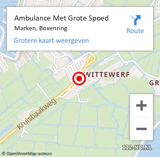 Locatie op kaart van de 112 melding: Ambulance Met Grote Spoed Naar Marken, Boxenring op 4 juli 2018 14:11