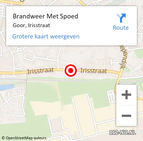 Locatie op kaart van de 112 melding: Brandweer Met Spoed Naar Goor, Irisstraat op 4 juli 2018 14:17