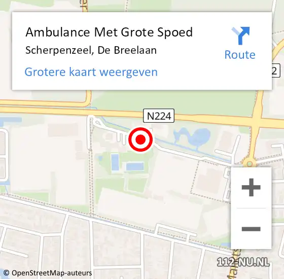Locatie op kaart van de 112 melding: Ambulance Met Grote Spoed Naar Scherpenzeel, De Breelaan op 4 juli 2018 15:19