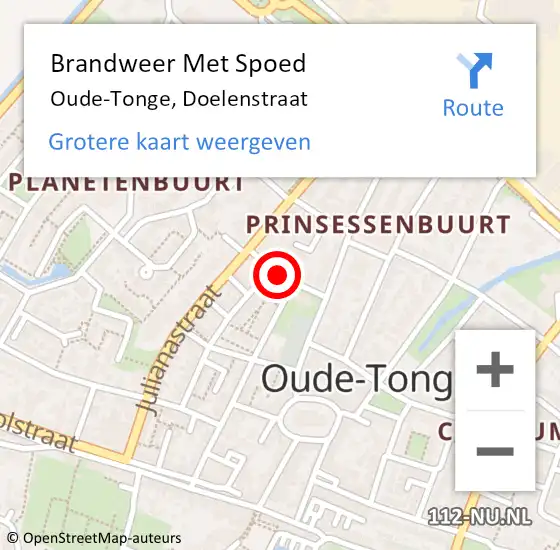 Locatie op kaart van de 112 melding: Brandweer Met Spoed Naar Oude-Tonge, Doelenstraat op 4 juli 2018 15:33