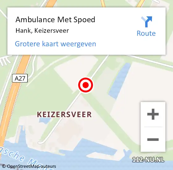 Locatie op kaart van de 112 melding: Ambulance Met Spoed Naar Hank, Keizersveer op 4 juli 2018 15:34