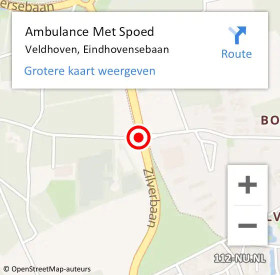 Locatie op kaart van de 112 melding: Ambulance Met Spoed Naar Veldhoven, Eindhovensebaan op 4 juli 2018 15:41