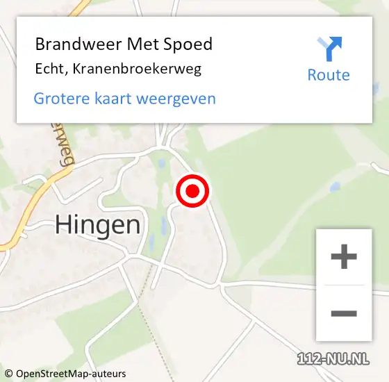 Locatie op kaart van de 112 melding: Brandweer Met Spoed Naar Echt, Kranenbroekerweg op 4 juli 2018 15:56