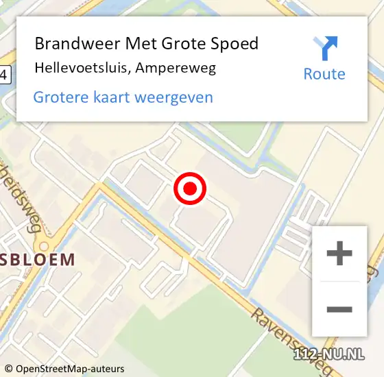 Locatie op kaart van de 112 melding: Brandweer Met Grote Spoed Naar Hellevoetsluis, Ampereweg op 4 juli 2018 16:15