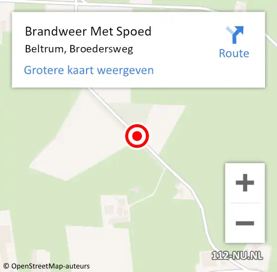 Locatie op kaart van de 112 melding: Brandweer Met Spoed Naar Beltrum, Broedersweg op 4 juli 2018 16:23