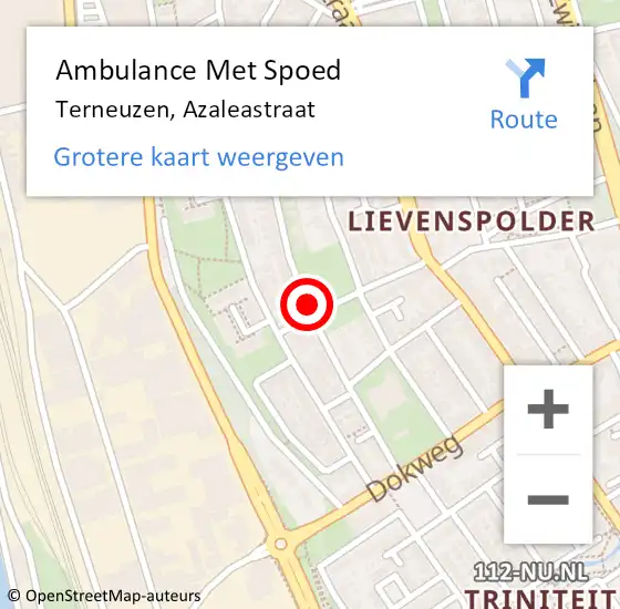 Locatie op kaart van de 112 melding: Ambulance Met Spoed Naar Terneuzen, Azaleastraat op 4 juli 2018 16:33