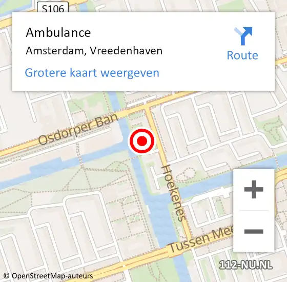 Locatie op kaart van de 112 melding: Ambulance Amsterdam, Vreedenhaven op 4 juli 2018 16:43
