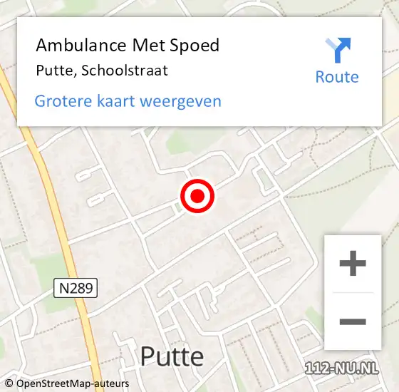 Locatie op kaart van de 112 melding: Ambulance Met Spoed Naar Putte, Schoolstraat op 4 juli 2018 16:57