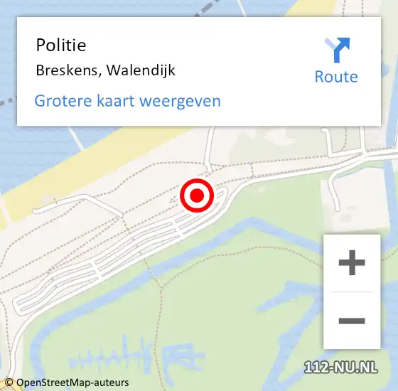 Locatie op kaart van de 112 melding: Politie Breskens, Walendijk op 4 juli 2018 17:07