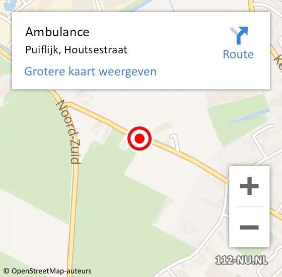 Locatie op kaart van de 112 melding: Ambulance Puiflijk, Houtsestraat op 4 juli 2018 17:42