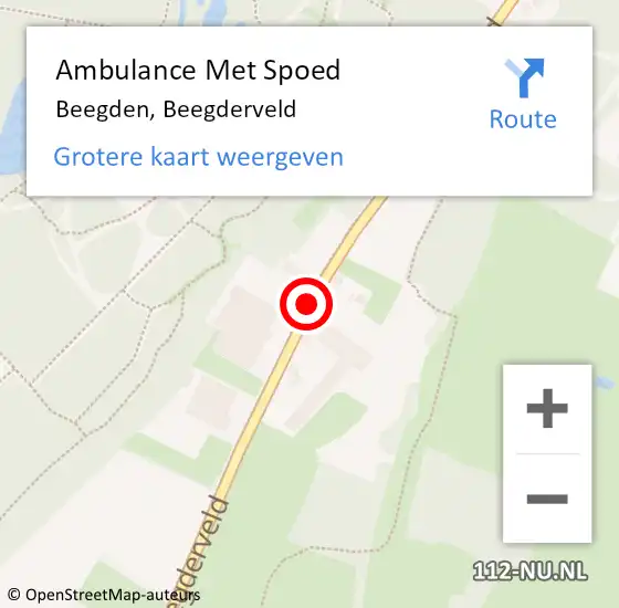 Locatie op kaart van de 112 melding: Ambulance Met Spoed Naar Beegden, Beegderveld op 4 juli 2018 17:49