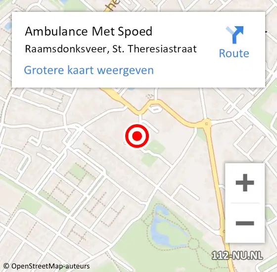 Locatie op kaart van de 112 melding: Ambulance Met Spoed Naar Raamsdonksveer, St. Theresiastraat op 4 juli 2018 18:10