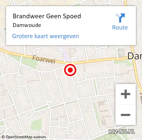 Locatie op kaart van de 112 melding: Brandweer Geen Spoed Naar Damwoude op 4 juli 2018 19:36