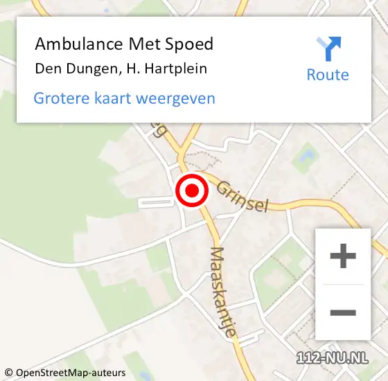 Locatie op kaart van de 112 melding: Ambulance Met Spoed Naar Den Dungen, H. Hartplein op 4 juli 2018 20:07