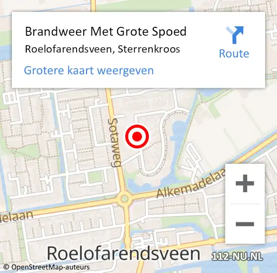 Locatie op kaart van de 112 melding: Brandweer Met Grote Spoed Naar Roelofarendsveen, Sterrenkroos op 1 maart 2014 20:32