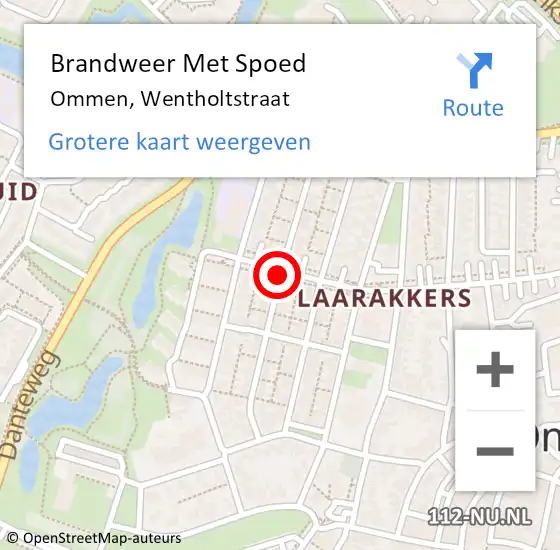 Locatie op kaart van de 112 melding: Brandweer Met Spoed Naar Ommen, Wentholtstraat op 4 juli 2018 20:59