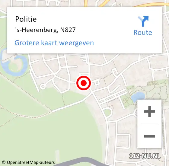 Locatie op kaart van de 112 melding: Politie 's-Heerenberg, N827 op 4 juli 2018 21:09