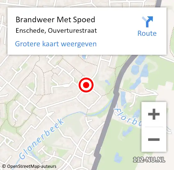 Locatie op kaart van de 112 melding: Brandweer Met Spoed Naar Enschede, Ouverturestraat op 4 juli 2018 21:44