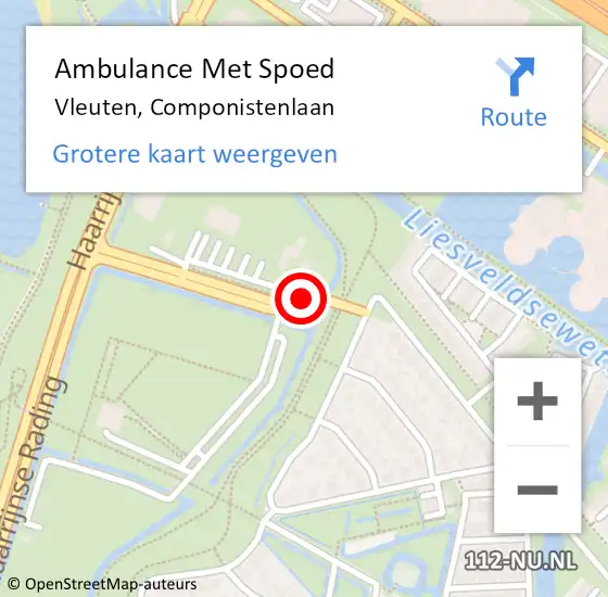 Locatie op kaart van de 112 melding: Ambulance Met Spoed Naar Vleuten, Componistenlaan op 4 juli 2018 21:48