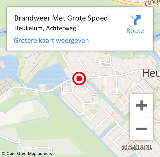 Locatie op kaart van de 112 melding: Brandweer Met Grote Spoed Naar Heukelum, Achterweg op 4 juli 2018 21:50