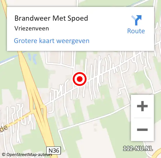 Locatie op kaart van de 112 melding: Brandweer Met Spoed Naar Vriezenveen op 4 juli 2018 21:52