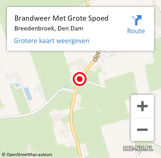 Locatie op kaart van de 112 melding: Brandweer Met Grote Spoed Naar Breedenbroek, Den Dam op 4 juli 2018 22:04