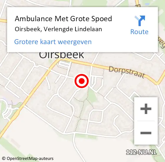 Locatie op kaart van de 112 melding: Ambulance Met Grote Spoed Naar Oirsbeek, Verlengde Lindelaan op 1 maart 2014 20:45