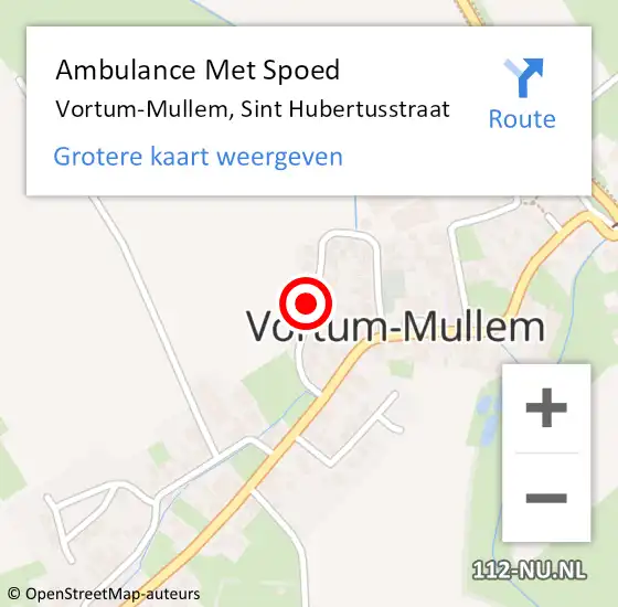 Locatie op kaart van de 112 melding: Ambulance Met Spoed Naar Vortum-Mullem, Sint Hubertusstraat op 4 juli 2018 23:08