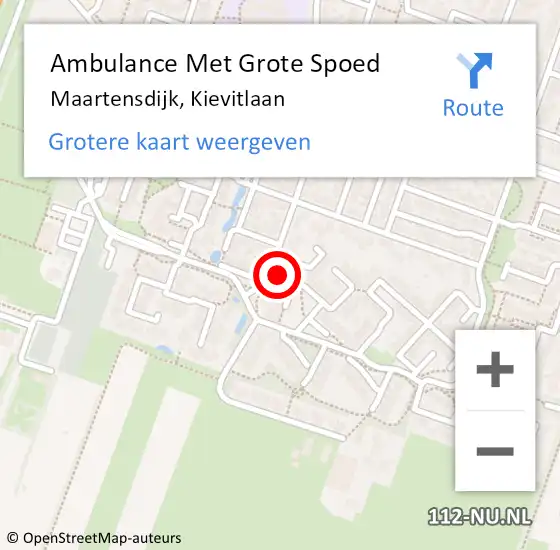 Locatie op kaart van de 112 melding: Ambulance Met Grote Spoed Naar Maartensdijk, Kievitlaan op 4 juli 2018 23:12