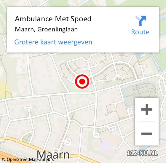 Locatie op kaart van de 112 melding: Ambulance Met Spoed Naar Maarn, Groenlinglaan op 5 juli 2018 00:28