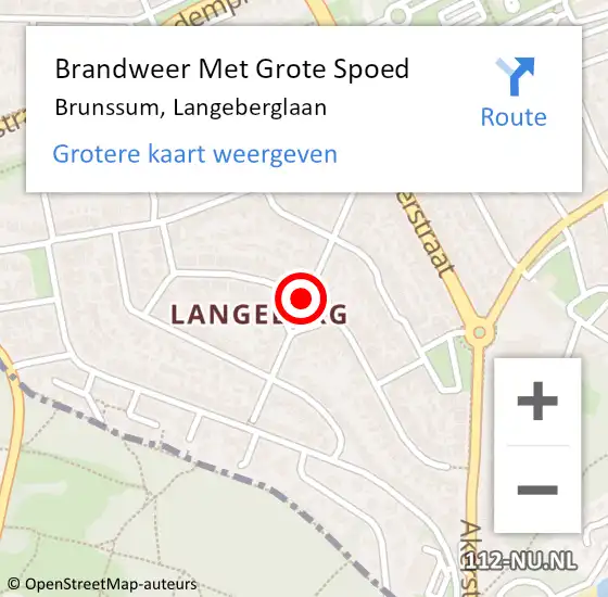 Locatie op kaart van de 112 melding: Brandweer Met Grote Spoed Naar Brunssum, Langeberglaan op 5 juli 2018 01:09