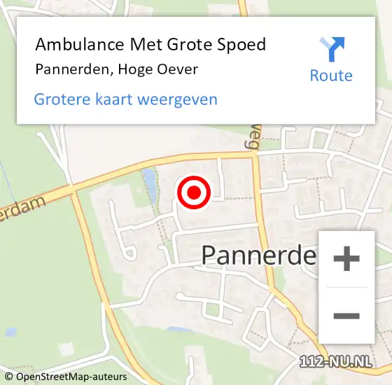 Locatie op kaart van de 112 melding: Ambulance Met Grote Spoed Naar Pannerden, Hoge Oever op 5 juli 2018 05:01