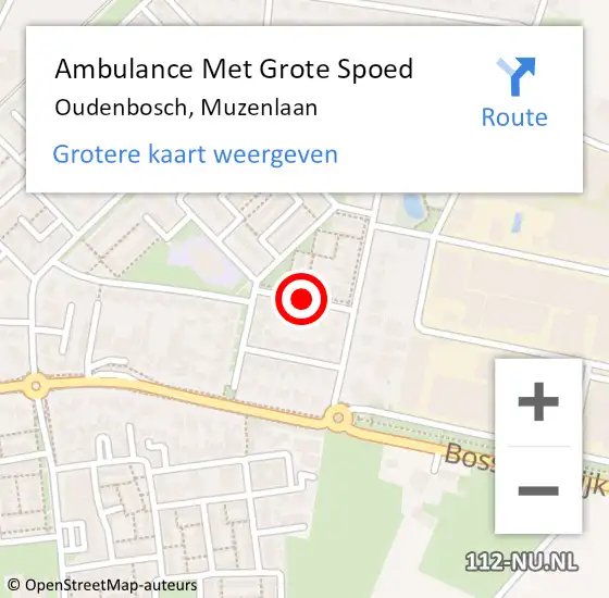 Locatie op kaart van de 112 melding: Ambulance Met Grote Spoed Naar Oudenbosch, Muzenlaan op 5 juli 2018 05:44