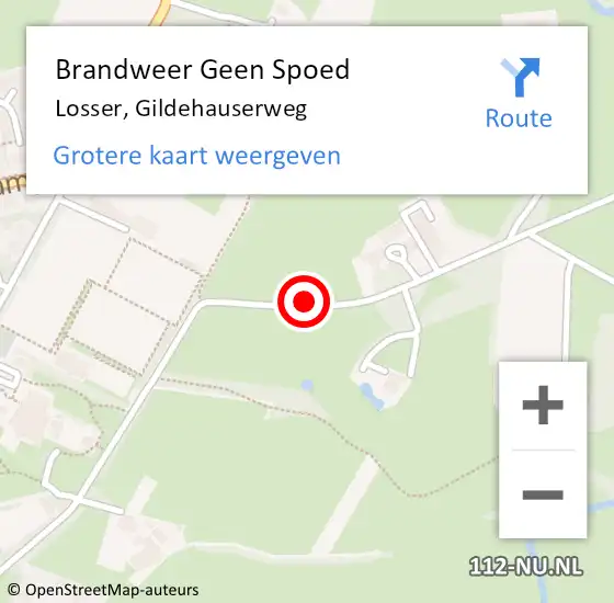 Locatie op kaart van de 112 melding: Brandweer Geen Spoed Naar Losser, Gildehauserweg op 5 juli 2018 05:46